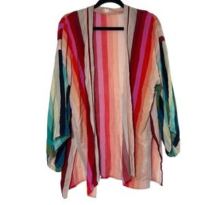 Billabong Striped Open Front Kimono Cardigan Boho Beach‎ Cover Up Women's S M